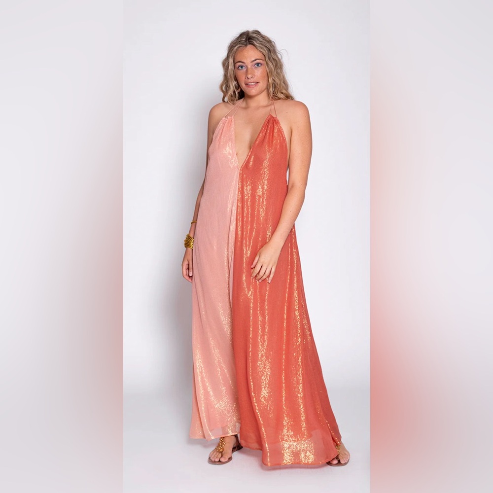 NWT Sz XS/S Sundress Natasha Marbella Terracotta & Tan